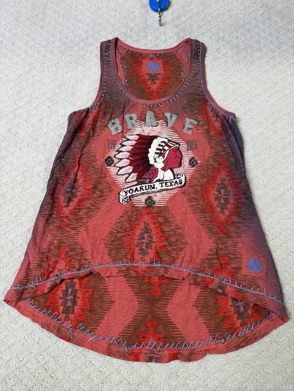Double D Ranch Brave 1989 Yoakum, Texas Western Graphic Tank Top Womens Size M